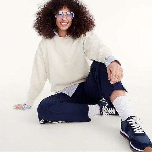 NWT J. Crew Women's University Terry Cropped Crewneck Sweatshirt - Picture 2 of 4